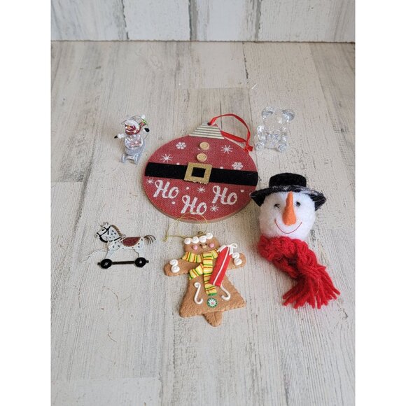 Variety snowman teddy bear gingerbread Santa ornament Xmas set - Picture 1 of 9